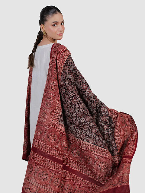 Huda Ajrak Chaadar - Two Tone - Black TASSUR