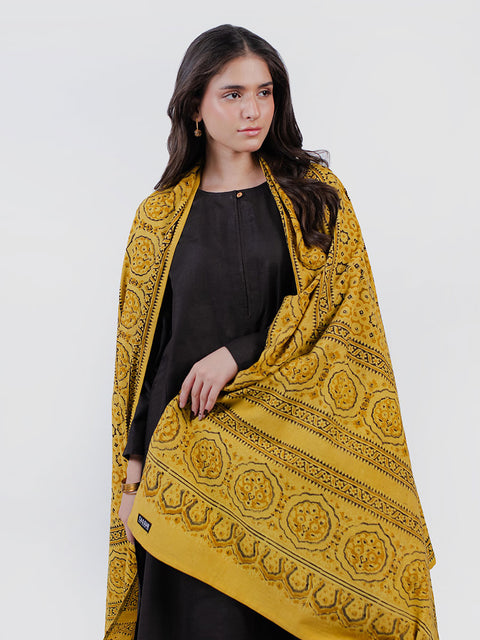Huda Ajrak Chaadar - Two Tone - Yellow