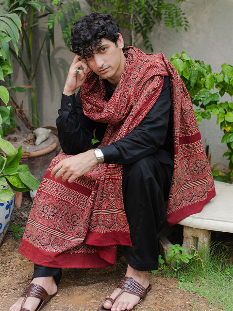 Huda Ajrak Chaadar - Maroon (For Him)