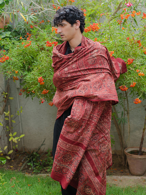 Huda Ajrak Chaadar - Maroon (For Him)