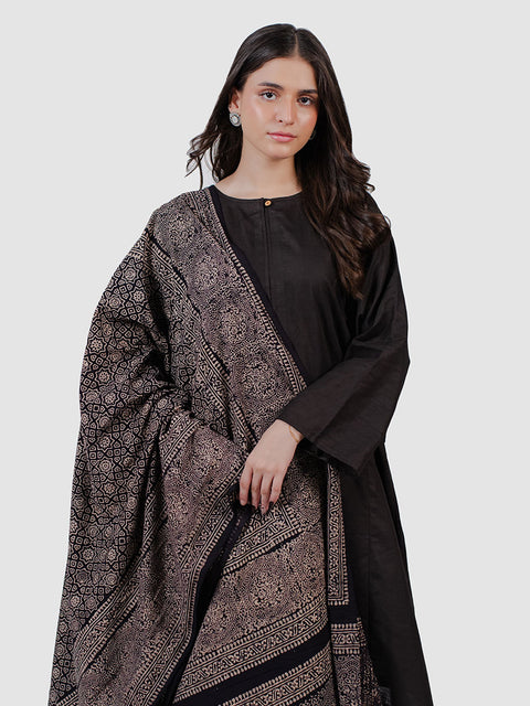 Huda Ajrak Chaadar - Black