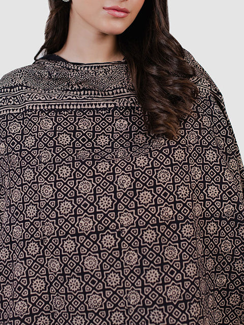 Huda Ajrak Chaadar - Black