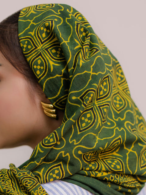 Mashal Ajrak Hijab - Green