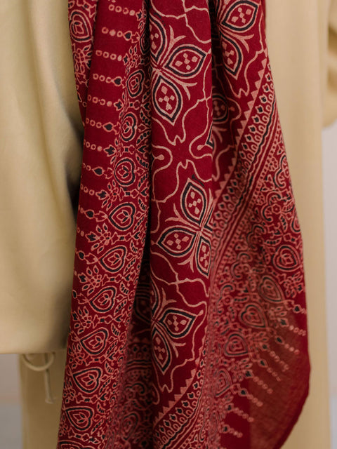 Mashal Ajrak Hijab - Maroon