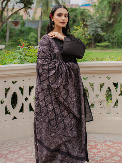 Parvaneh Ajrak Chaadar - Black