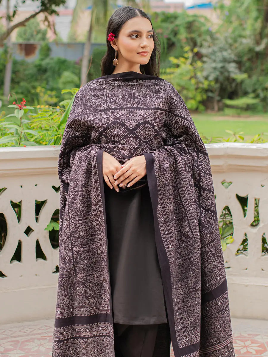 Parvaneh Ajrak Chaadar - Black– TASSUR
