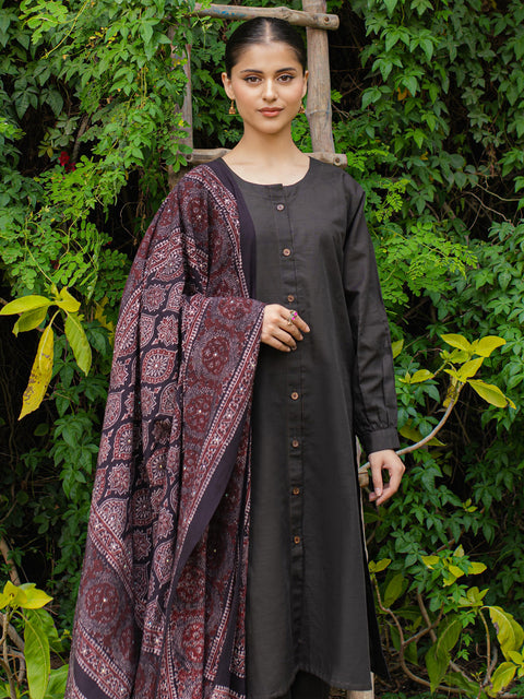 Parvaneh Ajrak Chaadar - Black & Burgandy