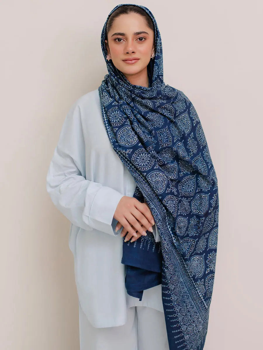 Parvaneh Ajrak Hijab - Blue– TASSUR