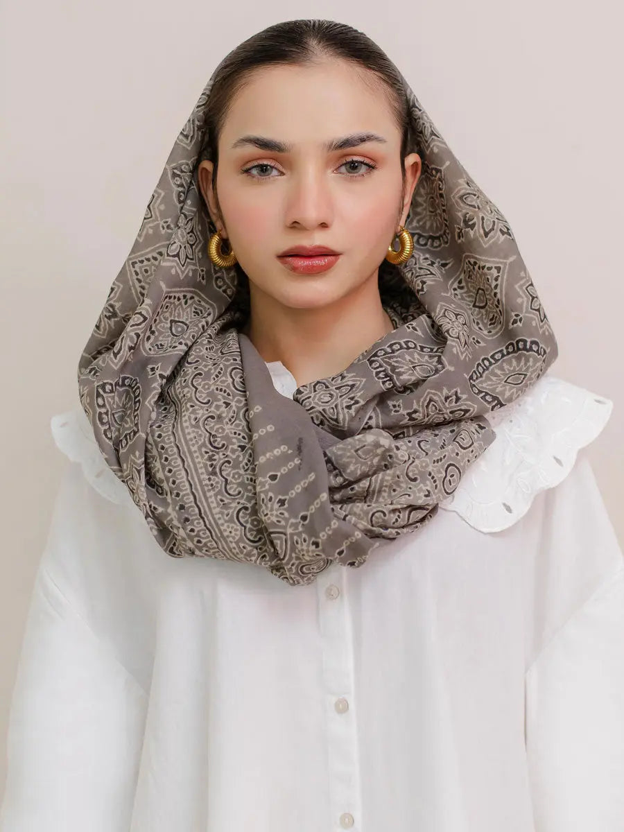 Parvaneh Ajrak Hijab - Grey– TASSUR