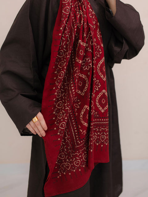 Parvaneh Ajrak Hijab - Red Kashi