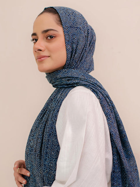 Wabasta Ajrak Hijab Blue