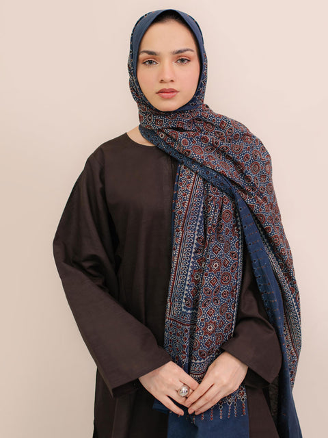 Wabasta Ajrak Hijab Blue Kashi
