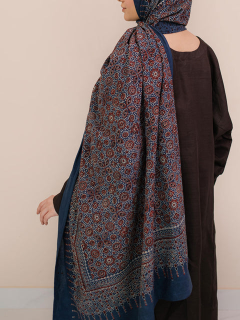 Wabasta Ajrak Hijab Blue Kashi