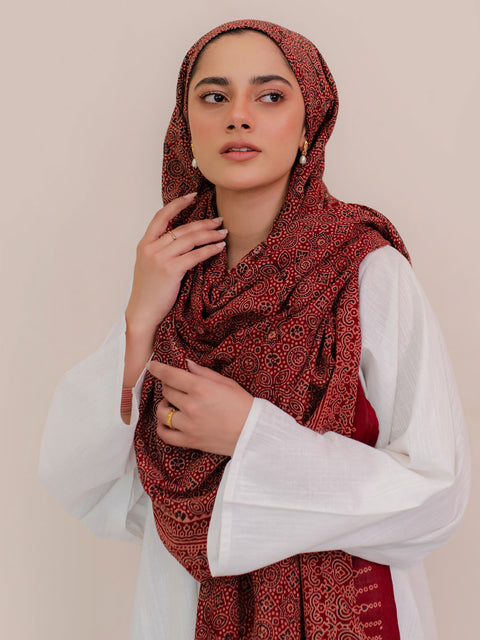 Wabasta Ajrak Hijab Maroon