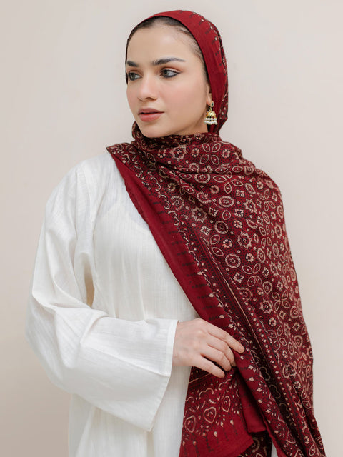 Wabasta Ajrak Hijab Red Kashi