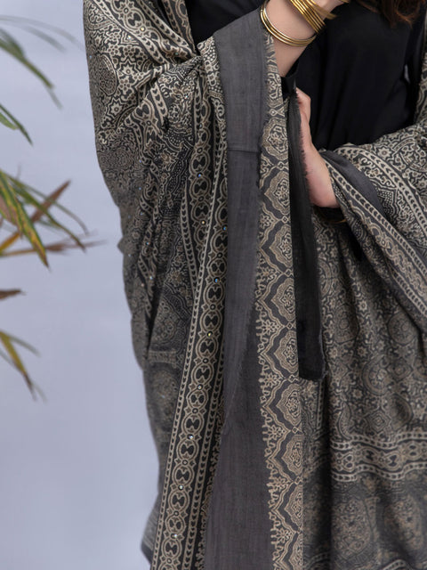 Aatish Ajrak Chaadar Grey