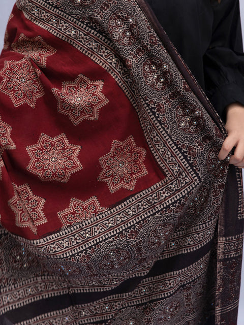 Raks Ajrak Chaadar (Two Tone - Maroon)