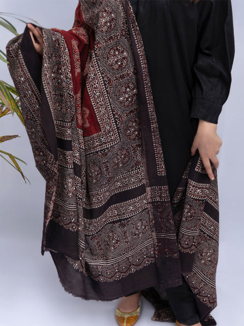 Raks Ajrak Chaadar (Two Tone - Maroon)